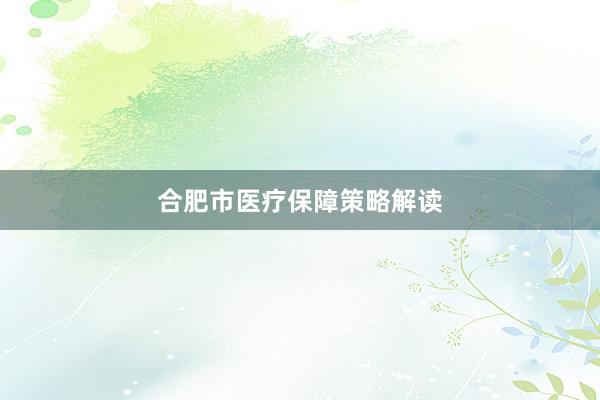 合肥市医疗保障策略解读